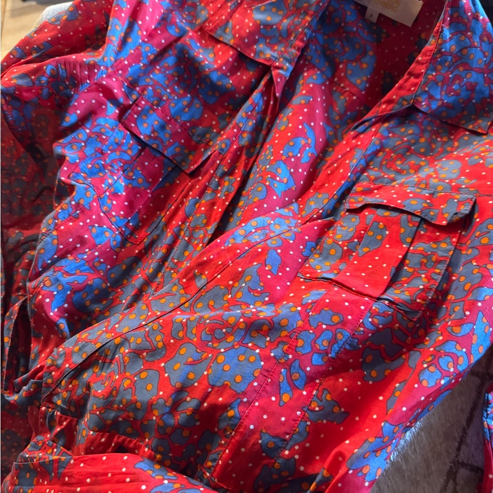 Diane von Furstenberg Red and Blue Floral Top